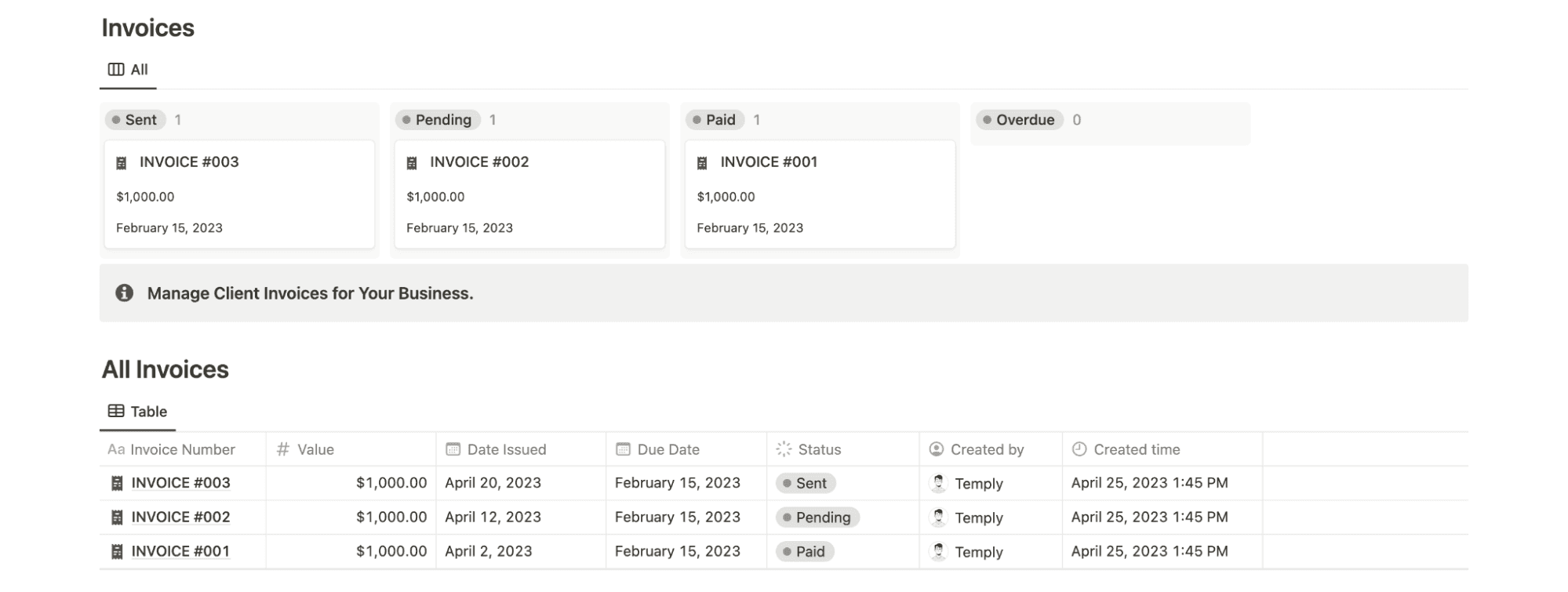 Invoices tracker